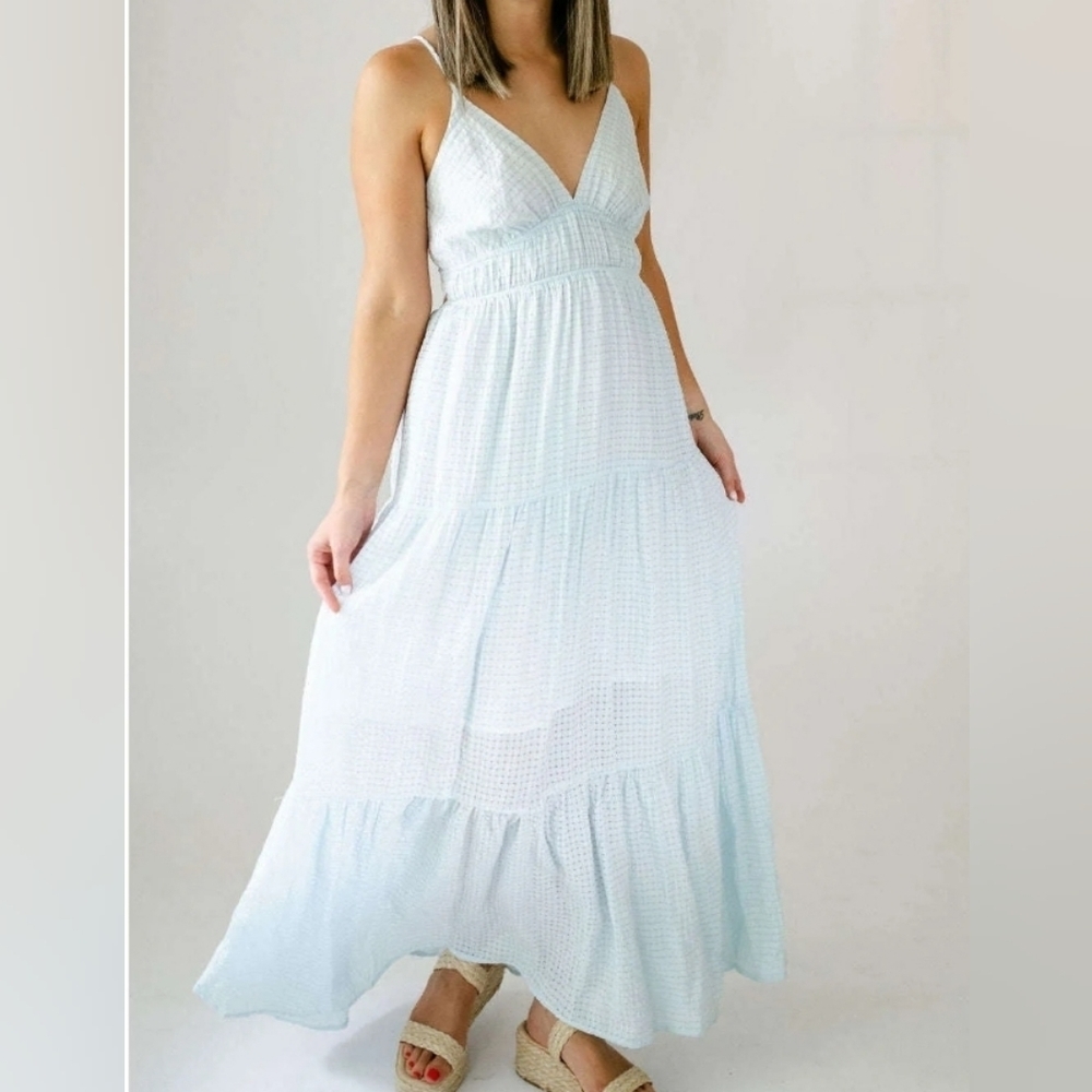 Meet Me In Santorini* Open Back* Sundress* Blue* Sz M